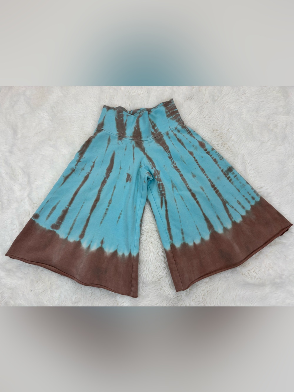 KYDS Tie Dye Palazzo Pants/ Wide Leg Trousers Boho Beachy Aqua & Brown 6 Years